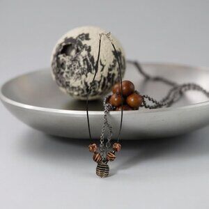 Obsidian &/or Apache Tear Necklace on black thong 18 in plus extension